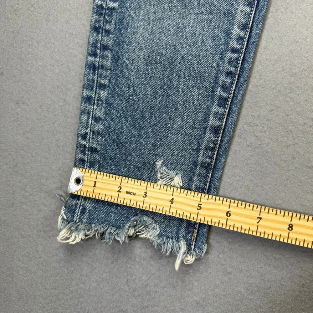 Moussy Vintage Slim Straight Distressed Medium Wash Button Fly Jeans Size 25